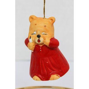 Vintage Ceramic Sleepy Time Bear Dangling Bell Ornament